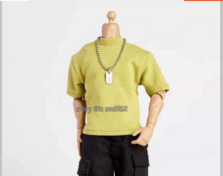 1/12 Male Green Short sleeved T-shirt Top Clothes Fit 6'' Action Figure Body Toy
