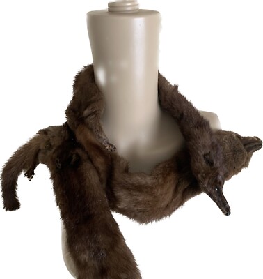Vintage mink actual animal fur scarf stole shawl one size | eBay