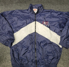 Nike Windbreaker Jacket Womens Large Blue White Swoosh Logo Full Zip Vintage Y2K