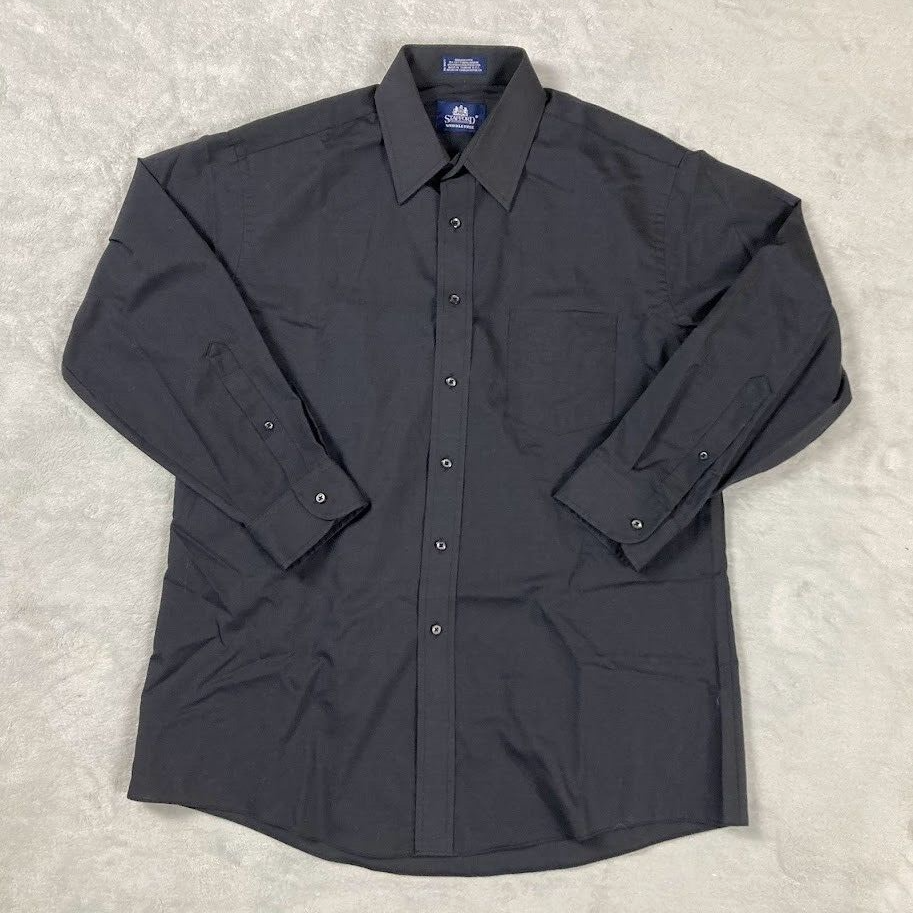 Stafford Men Dress Shirt Black Wrinkle Free Button Up Long Sleeve 16.5 (33) Stafford Men Dress Shirt Black Wrinkle Free Button Up Long Sleeve 16.5 (33)