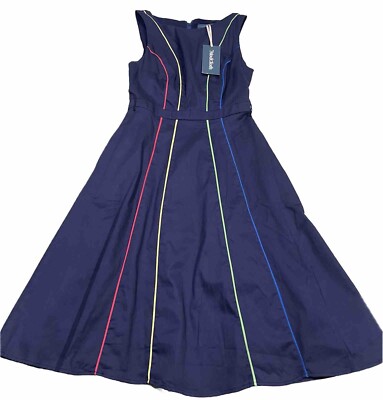 Modcloth Between The Lines Retro A- Line Sleeveless Midi Dress Size S NWT