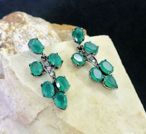 Boucles d'oreilles argent Emeraude de Colombie
