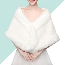 Elegant 1 White Plush Tippet Reusable Wedding Shawl for Bridal Party Use