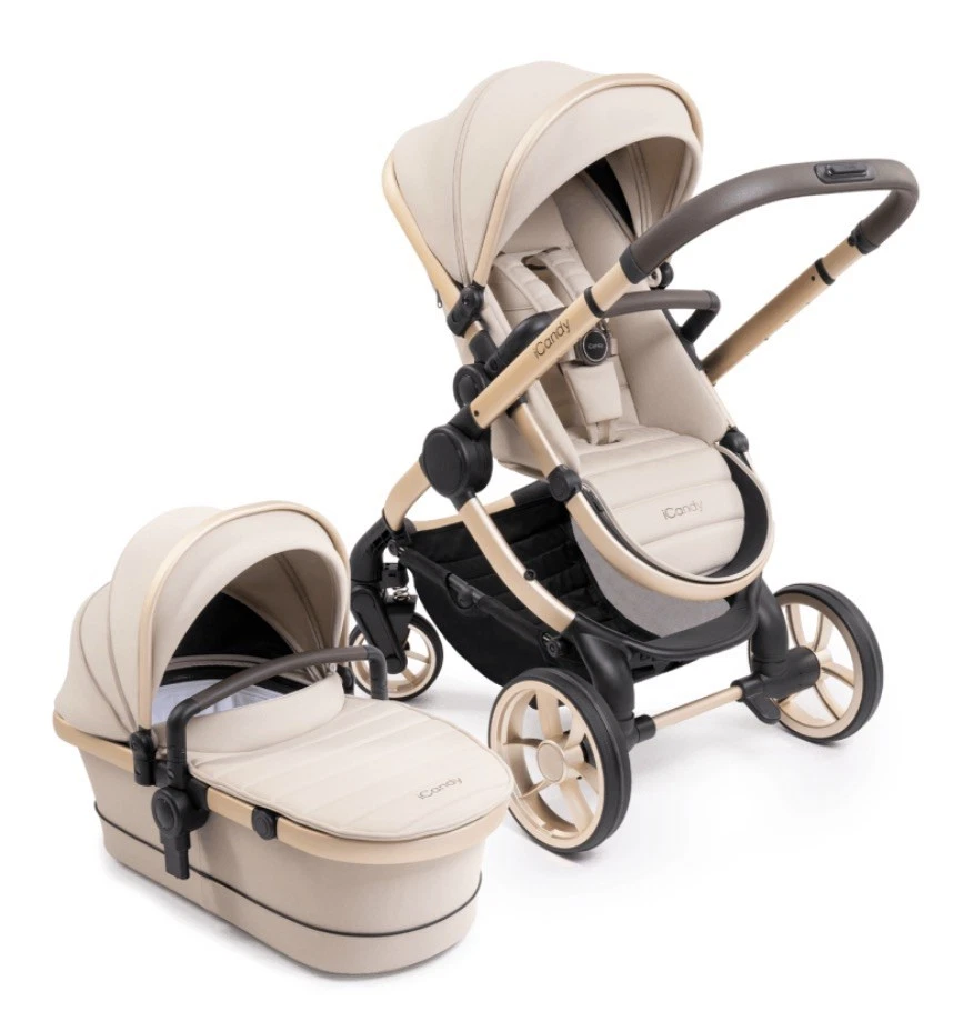 New ICandy Peach 7 Pushchair & Carrycot Set In Biscotti cream RRP £1,115