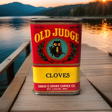 Vintage OLD JUDGE Cloves 1.5 oz Spice Tin David G Evans Coffee Co. St Louis