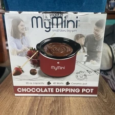 My Mini Red Chocolate Dipping Pot With Lid Fondue & Dipping Forks Set New
