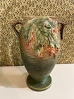 Roseville Bush berry green background double handled Vase