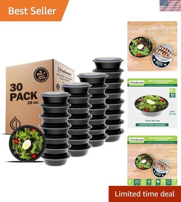 Versatile 30-Pack Meal Prep Containers - Freezer Safe, Ideal for Lunch & Snacks