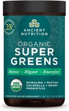 Ancient Nutrition Super Greens Powder, Organic with Probiotics, 25 Servings