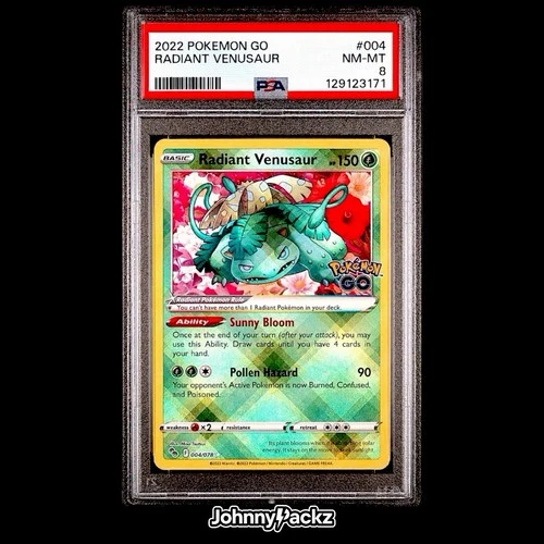 Radiant Venusaur 004/078 - 2022 Pokemon GO Holo Stamped - Pokemon Card - PSA 8