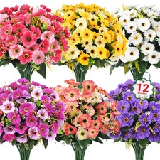Ouddy Decor 12 Bundles Artificial Flowers for Outdoors Decoration, Fake Daisy...