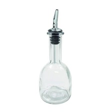 Tablecraft 10404 10 oz Glass Bottle Clear Glass, Stainless Steel Pourer 3&frac14; x 3&frac14;