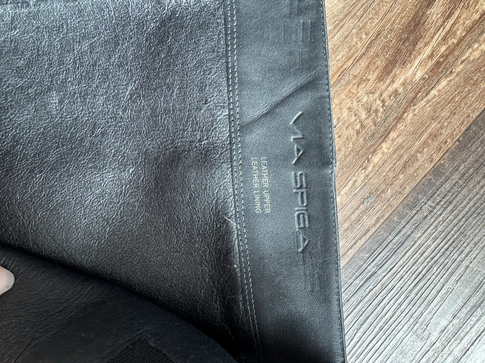 Botas hasta la rodilla Via Spiga Carmina de cuero negro punta de aguja talla 6 Foto 4 de 4