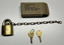 Vintage NOS American Lock Co Junkunc Bros USA Brass Padlock 2 Keys U.S. MILITARY
