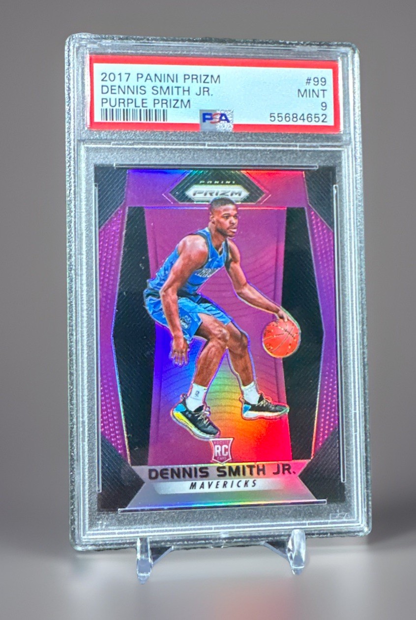 2017-18 Panini Prizm - Dennis Smith Jr. #99 Purple Prizm /75 (RC) PSA 9
