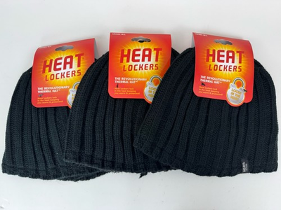 #ad #ad Heat Lockers Black Unisex M L Thermal Knit Hat Beanie Faux Fur Lined NEW 3 Pack $17.49