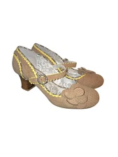 Poetic Licence Agenda Tan Dot Perforated Suede Mary Jane Pumps Size EU 36.5/US 6