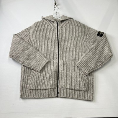 STONE ISLAND Wool-Cashmere Hooded Sweater Men's Size XL Grey