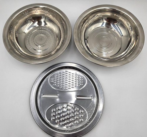 3pcs Stainless Steel Grater Strainer Bowl Set Mandoline Colander Kitchen Tool
