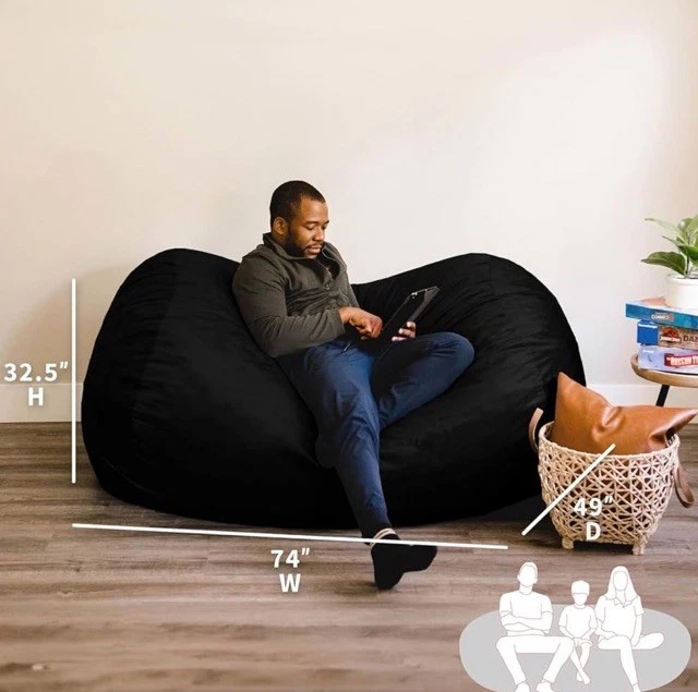 Big Joe 6’ Media Lounger W/ Liner Black Plush COVER NEW! 6 Foot C0002540L - Image 3 of 3