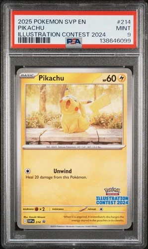 2025 POKEMON SVP EN-SV BLACK STAR PROMO ILLUSTRATION CONTEST 2024 PIKACHU PSA 9