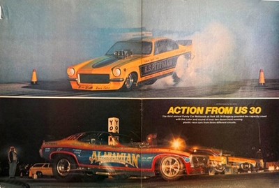 VRHTF NHRA 70'S ''FUNNY CARS ACTION FROM US 30 DRAG STRIP'' MAGAZINE CENTERSPREAD