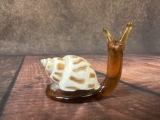 Snail Figurine Seashell Blown Glass Art - Handmade 