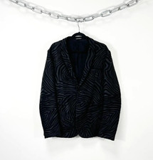 Emporio Armani Men  s Zebra Jacquard Black Wool Blend Evening Blazer Jacket US46R