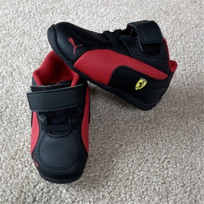 PUMA Drift Cat 5 Ferrari Black Red Hook & Loop Sneakers Baby Infant Size 4C