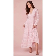 LoveShackFancy Ellitia Dress Victorian Lace Maxi Light Lilac Viscose US 0 NWT