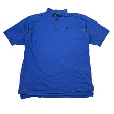 Nike VTG 90s Embroidered Short Sleeve Polo Shirt FLAW Blue Mens Size XXL