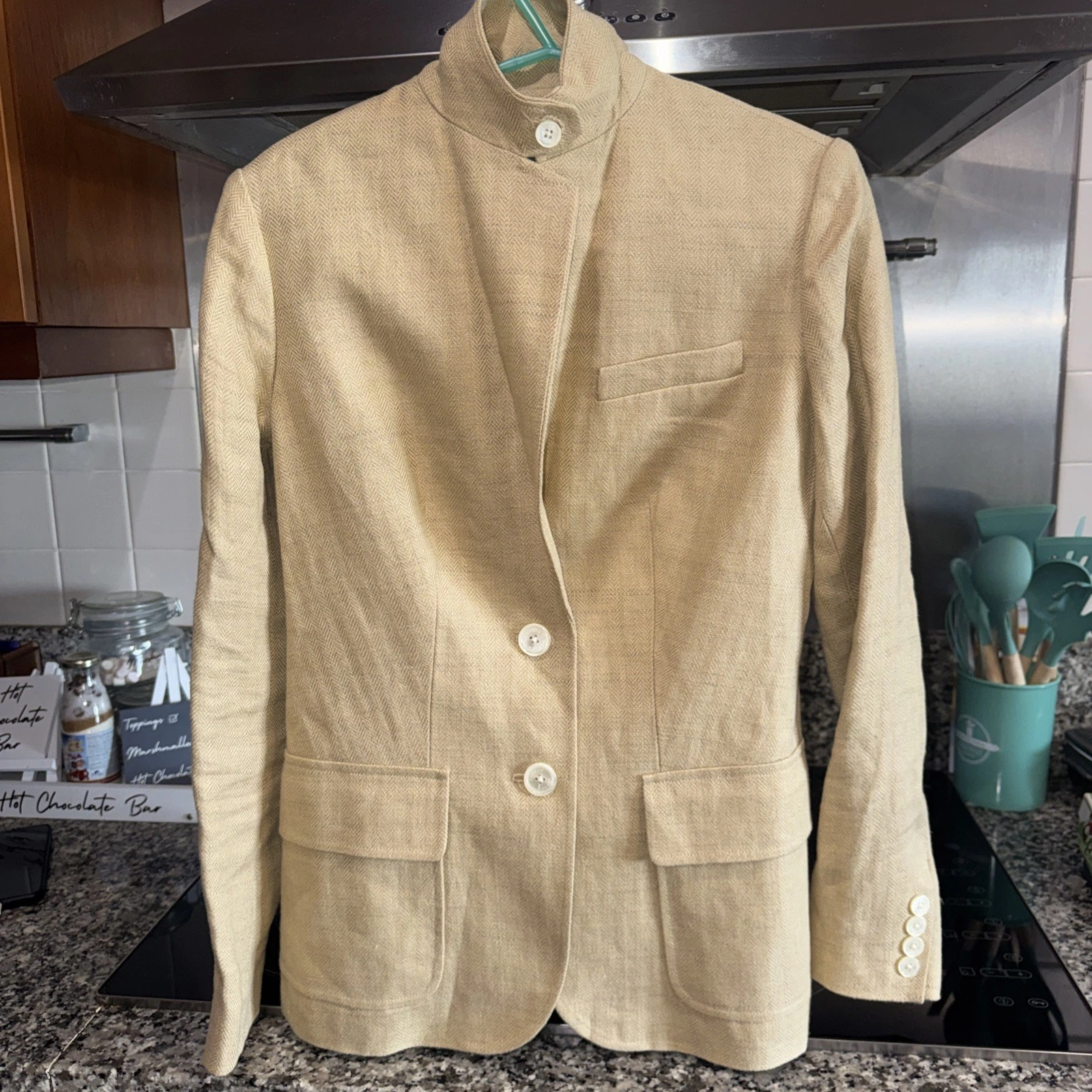 Polo Ralph Lauren Warm Beige 100% Linen Blazer Size 2