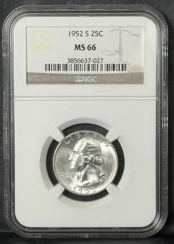 1952 S ** Washington Silver Quarter ** NGC MS66 **
