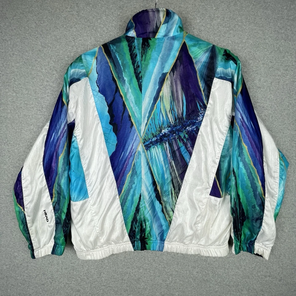 Vintage Tennis Windbreaker Womens Medium Head Full Zip 80s Retro Track Jacket - Imagem 2 de 4