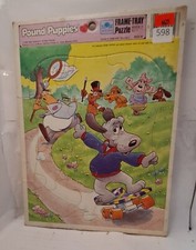 Vintage Pound Puppies Golden Frame-Tray Jigsaw Puzzle 1986 Pet Skate boarding