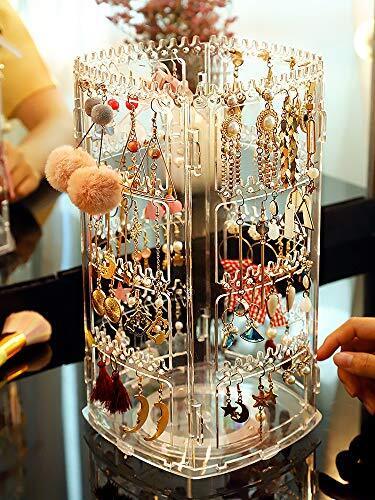 360 Degree Rotating Earring Holder Clear 4 Tier Jewelry Rack Display Stand - Picture 6 of 8
