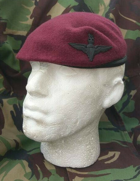 Unisex Adult Maroon Royal Signals Para Beret – Official ORs' Badge, Sizes 52–62cm, Cotton, Breathable, Casual Or Outdoor Wear