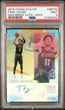 2018-19  Status Trae Young New Breed Rookie Auto Autograph Gold 05/10 PSA 9