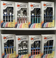 FIESTA CYCLES FLATWARE 40 PC SET 8 COMPLETE COLORS: New 2001 Original Stock