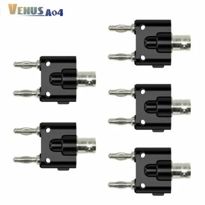 PEAKELECT BNC Female to Dual 4mm Banana Male Plug Binding Adapter Coaxial Connector