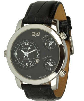 Trias Herrenuhr Cosmopolitan mit 3 Zeitzonen 1 x Automatik 2 x Quarzwerk