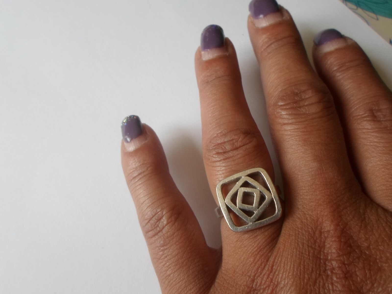 solid silver ring, openwork squares, size 54 - image 5