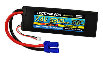 Common Sense RC (2S5200-505) Lectron Pro 2S 7.4V 5200mAh 50C Lipo Battery with E