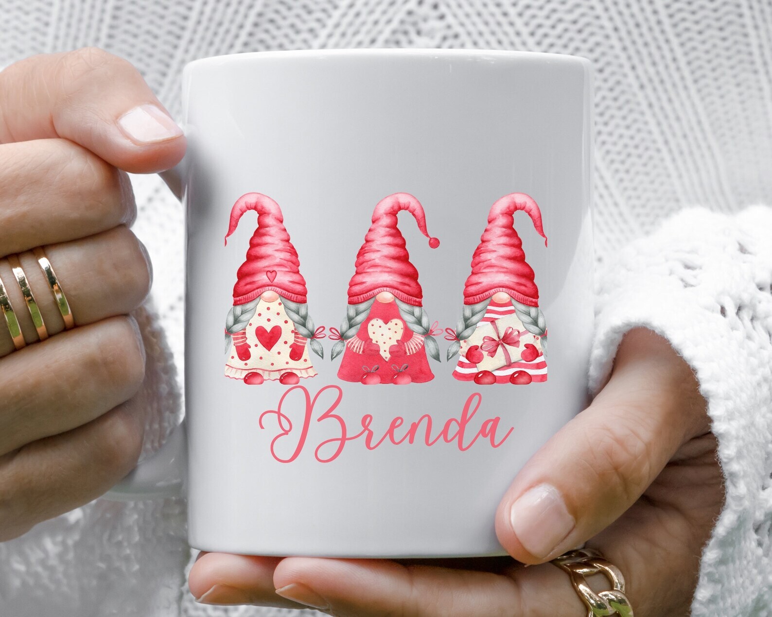 Custom Valentine's Day Gnome Coffee Mug - Personalized Girly Gift