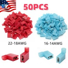 50x Insulated Nylon Flag Spade Female Quick Disconnect Connector Crimp Terminal