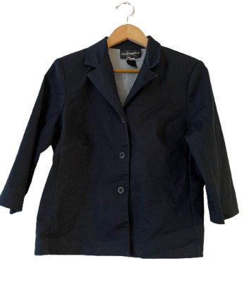 Requirements Womens Size 10 Stretch Three-Button Blazer Jacket 3/4 Sleeve Blue
