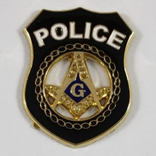 Masonic Square & Compasses Police Shield Lapel Pin Mason (SCA-2013) Freemason