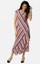 Du Jour Striped Wrap Dress, 2XL, Latte, NEW