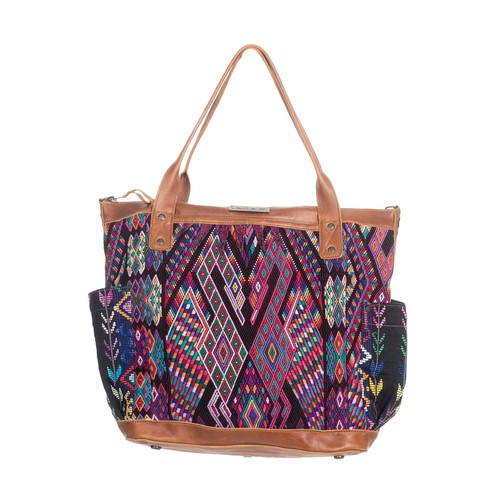 Nena & CO convertible day bag- multicolored purple & pink leather, red interior. The Convertible Day Bag | Nena & Co main image 2