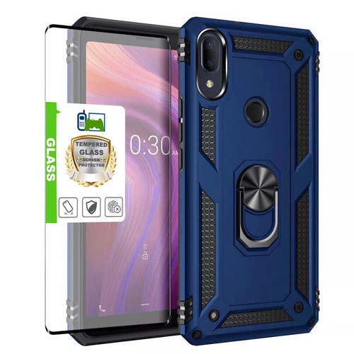 For Alcatel 3V 2019/5032W Shockproof Armor Ring Stand Case Cover+Tempered Glass - Photo 12 sur 14
